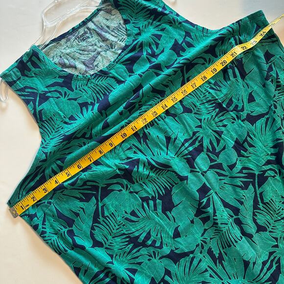 Lands' End Maxi Dress Womens Size 2X Blue Green Palm Foliage Tropical Cover-up - Picture 7 of 8
